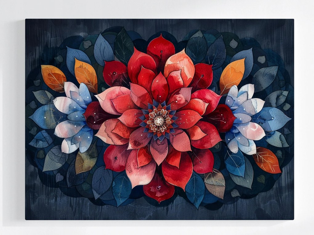 Vászonkép Canvas Akvarell Mandala Levelek Színes Zen Wellbeing 100x75