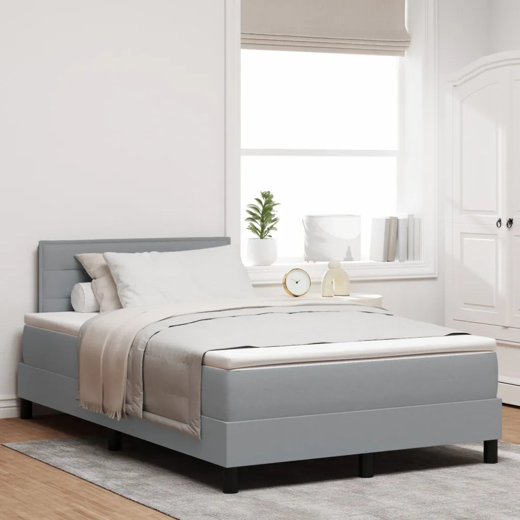 Box Spring Ágy Matraccal Világosszürke 120x200 cm Szövet