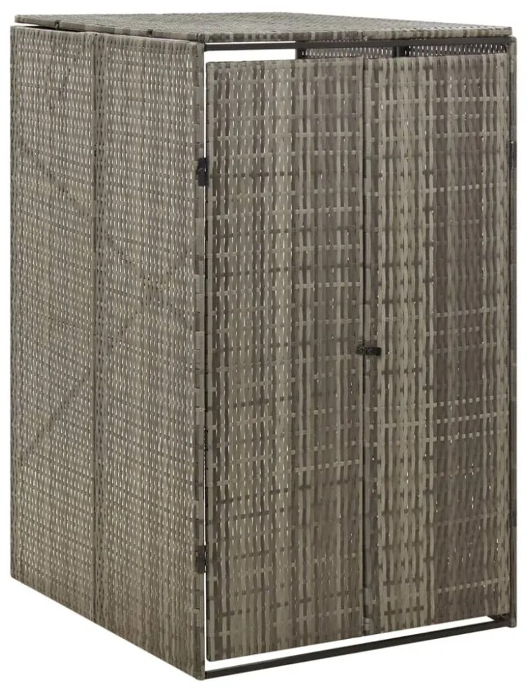 szürke polyrattan kerekes kukatároló fészer 70 x 80 x 117 cm