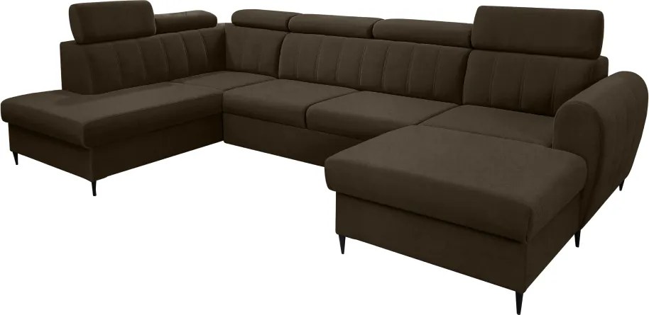 Kinyitható ülőgarnitúra, barna, jobbos, KORIO U