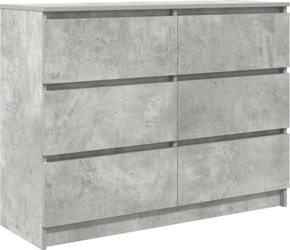 vidaXL betonszürke szerelt fa tálalószekrény 100x35x76 cm