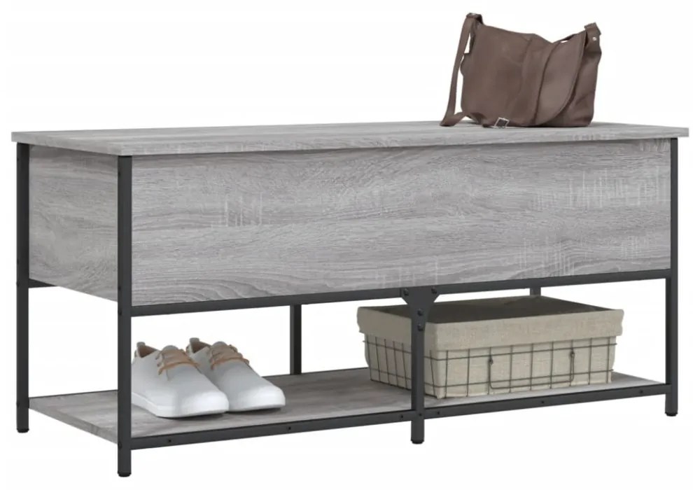 szürke sonoma színű szerelt fa tárolópad 100 x 42,5 x 47 cm