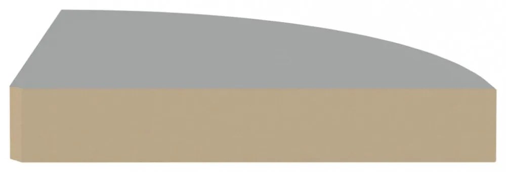 4 db szürke MDF lebegő sarokpolc 25 x 25 x 3,8 cm