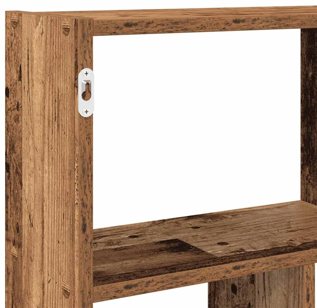 antik fa színű szerelt fa fali kockapolc 12 rekeszes színű