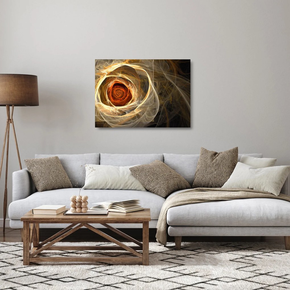 Üveg kép - Absztrakt rózsák tüzes színekben (70x50 cm)