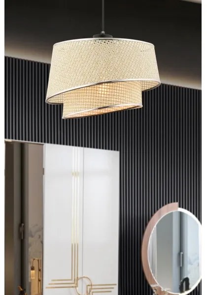 Kábeles függőlámpa BARETTE 1xE27/60W/230V krémszínű/fényes króm