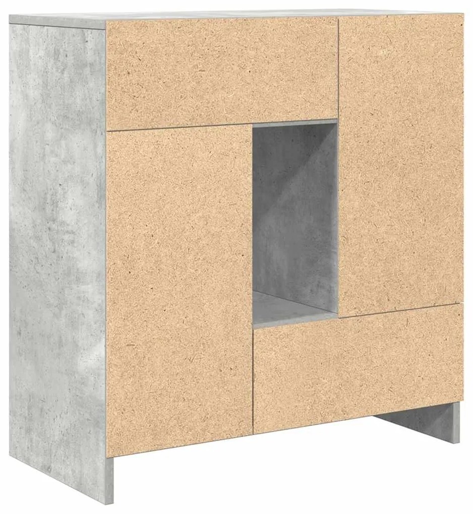 betonszürke komód fiókokkal és ajtókkal 70,5x34x74,5 cm