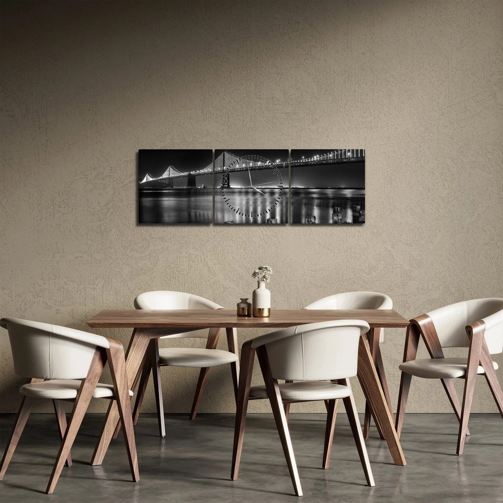 Kép - Fekete-fehér híd (órával) (90x30 cm)