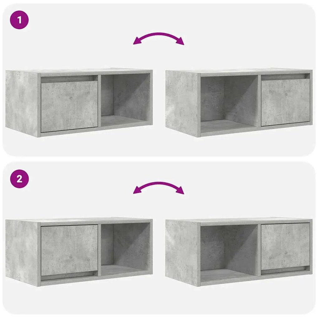 2 db betonszürke szerelt fa TV-szekrény 60x31x25,5 cm