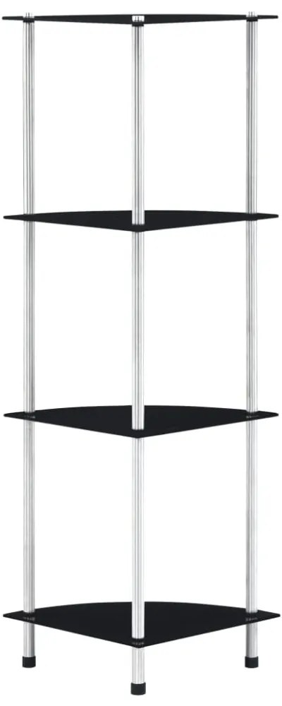 4 szintes fekete edzett üveg polc 30 x 30 x 100 cm