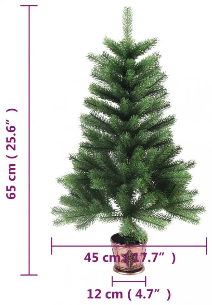 zöld műkarácsonyfa élethű tűlevelekkel 65 cm