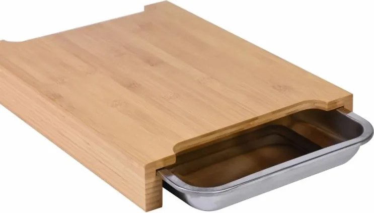 Bambusz vágódeszka alumínium csepptálca 40 x 30 x 6 cm