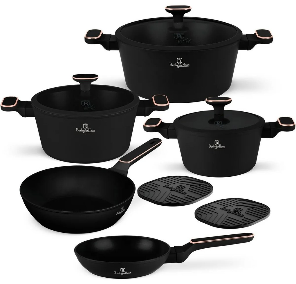 BerlingerHaus Black Rose titánbevonatú edénykészlet, 10 darabos