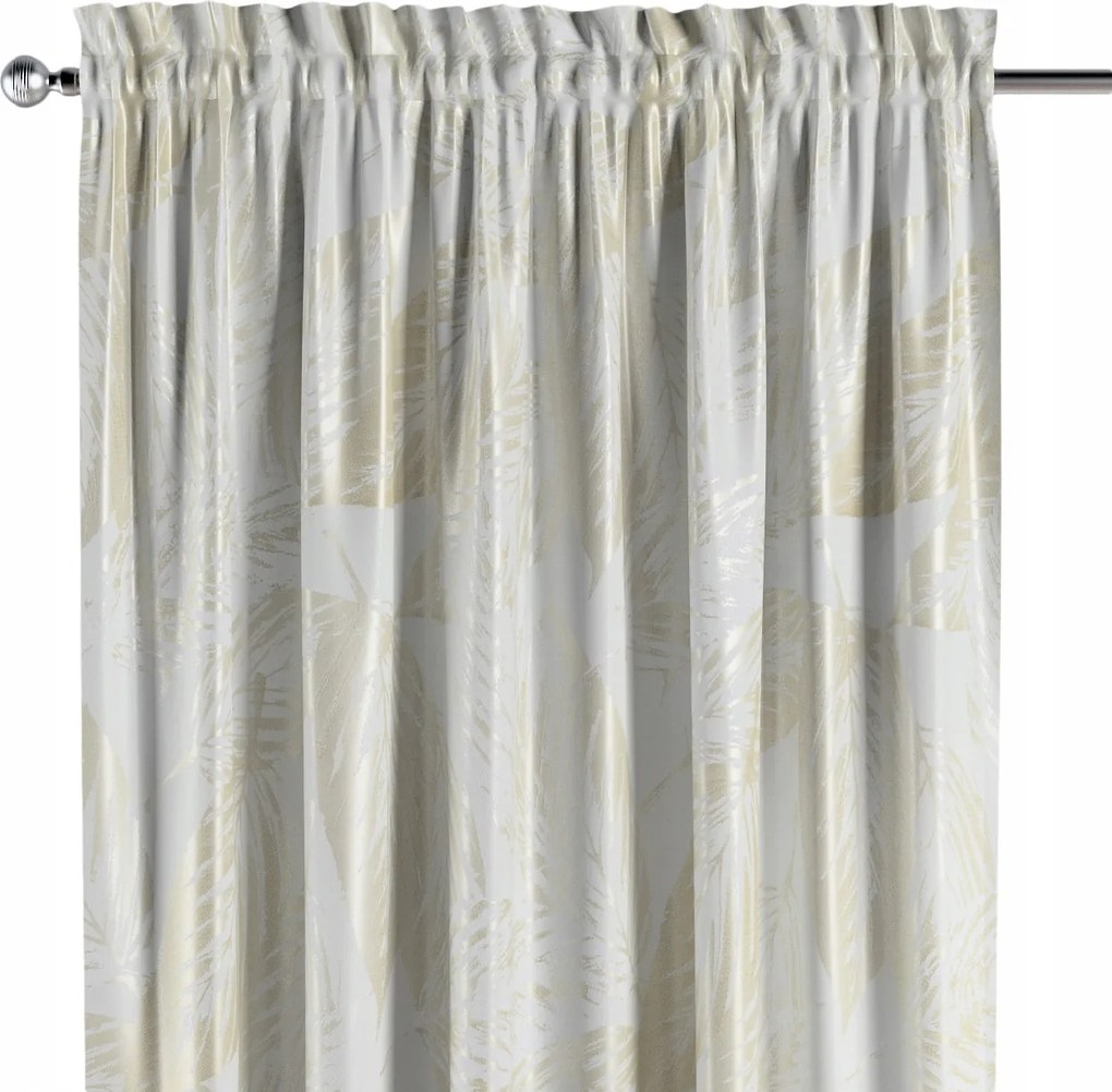 Csatornafüggöny frufruval 1 db 130x260cm ekrü levelek
