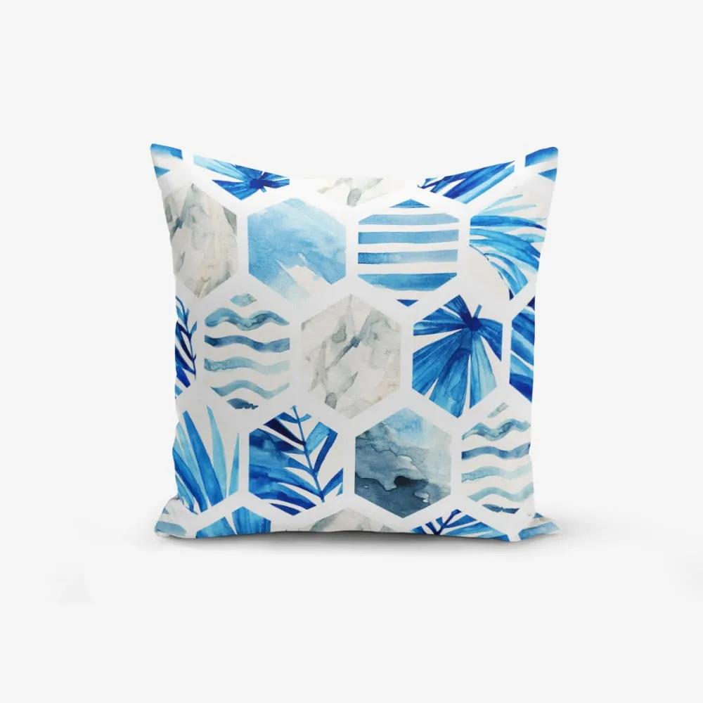 Blue Geometric pamutkeverék párnahuzat, 45 x 45 cm - Minimalist Cushion Covers