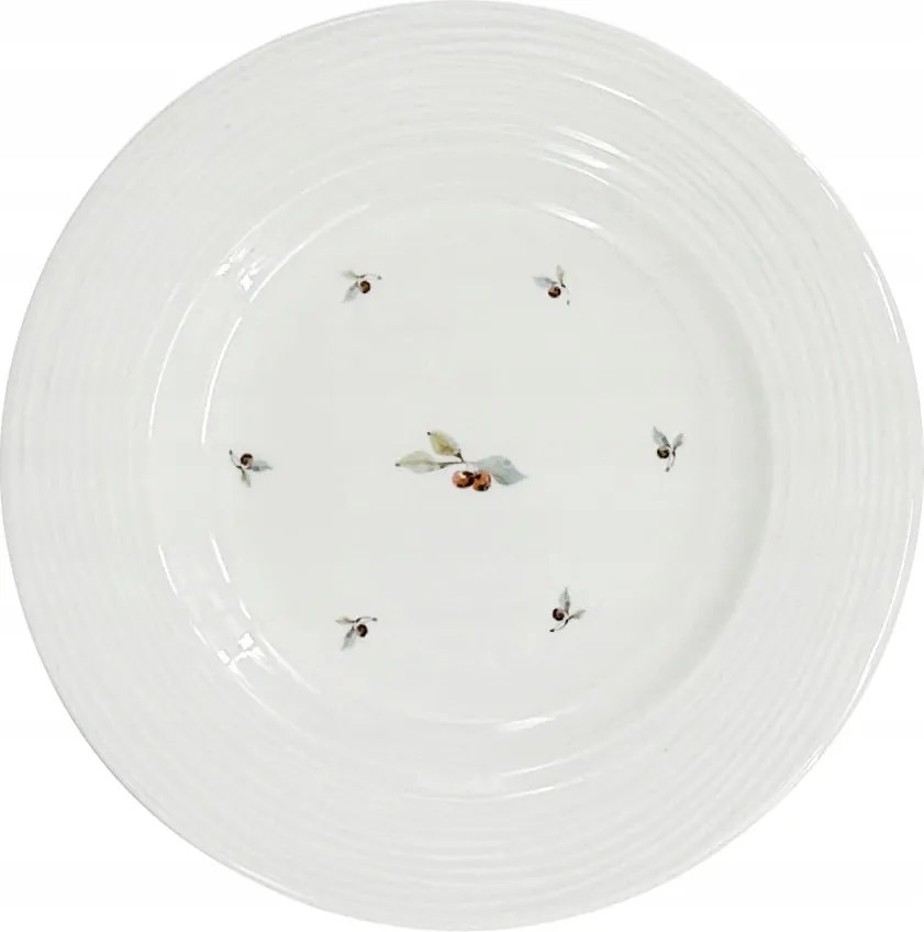 Porcelán desszerttál Croft Berries 20,5cm, zöld/piros