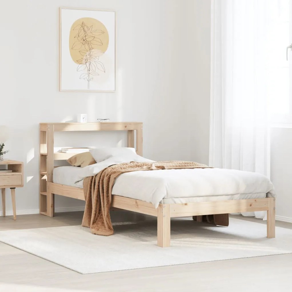 tömör fenyőfa ágykeret fejtámlával 75 x 190 cm