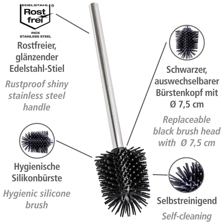 Cserélhető WC-kefe rozsdamentes acél fogantyúval - Wenko
