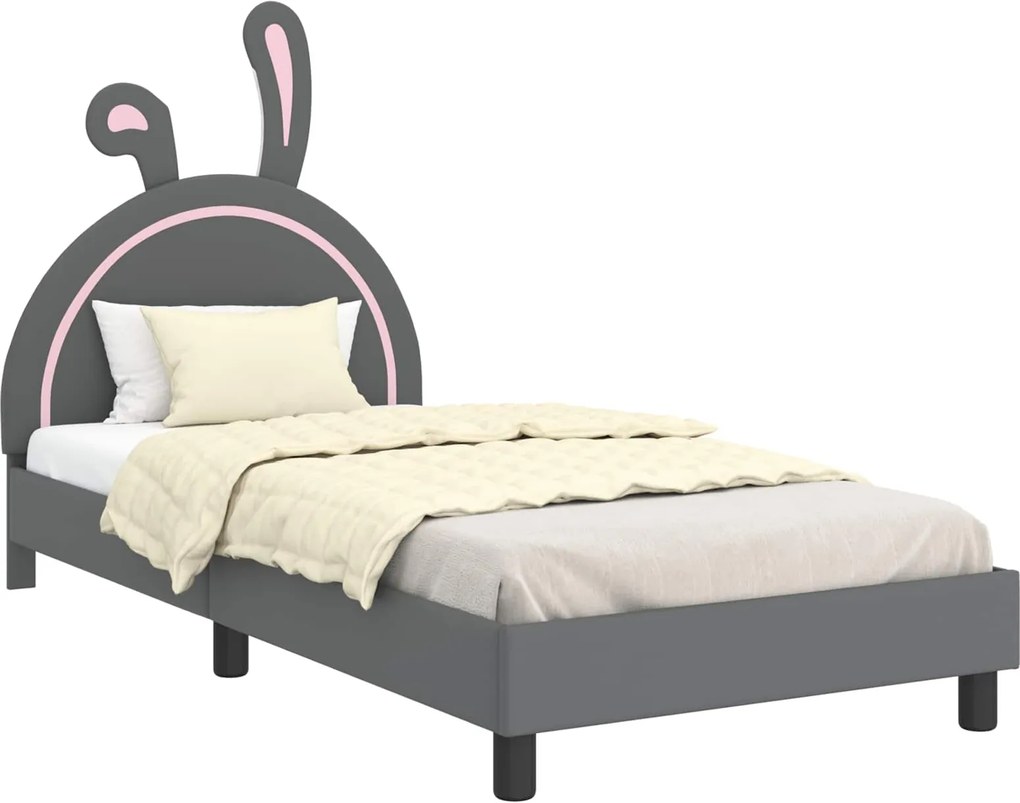 vidaXL Gyerekágy kerettel fejtámlával Világosszürke 90 x 190 cm PU