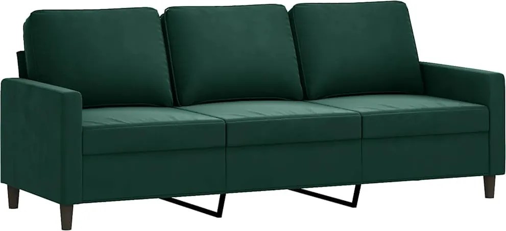 vidaXL 3 személyes sötétszöld bársony kanapé 180 cm