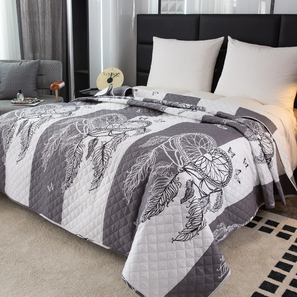 Ágytakaró TIRSO szürke-fehér Méret: 220 x 240 cm