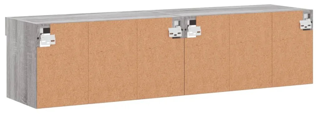 2 db szürke sonoma színű TV-szekrény LED-ekkel 60x30x30 cm