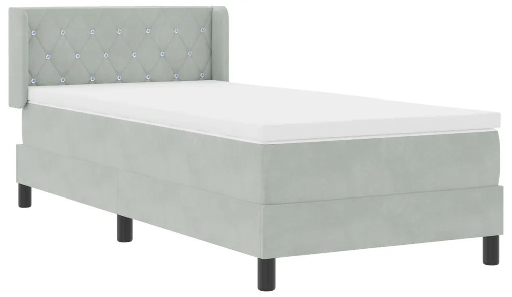 Bokszrugós Ágy Matrac Málna Szürke 90x200 cm Bársonyos