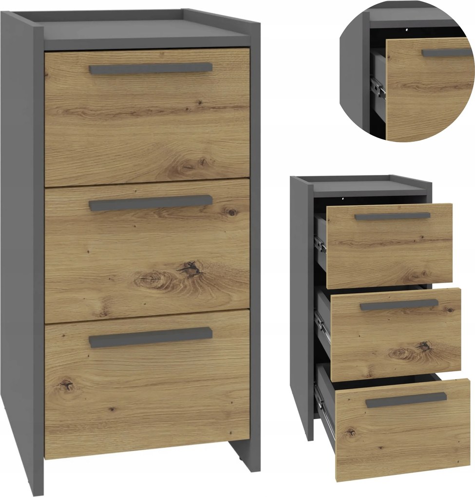 Komód Altivo 3SW artisan-antracit kis szekrény polcos ruha játék