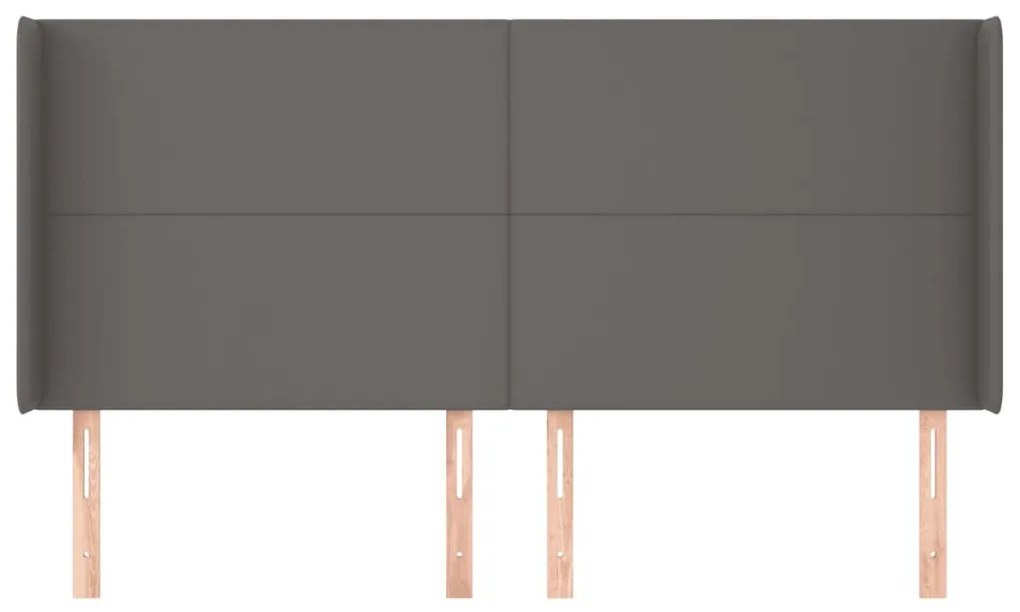 szürke műbőr fejtámla szárnyakkal 203x16x118/128 cm