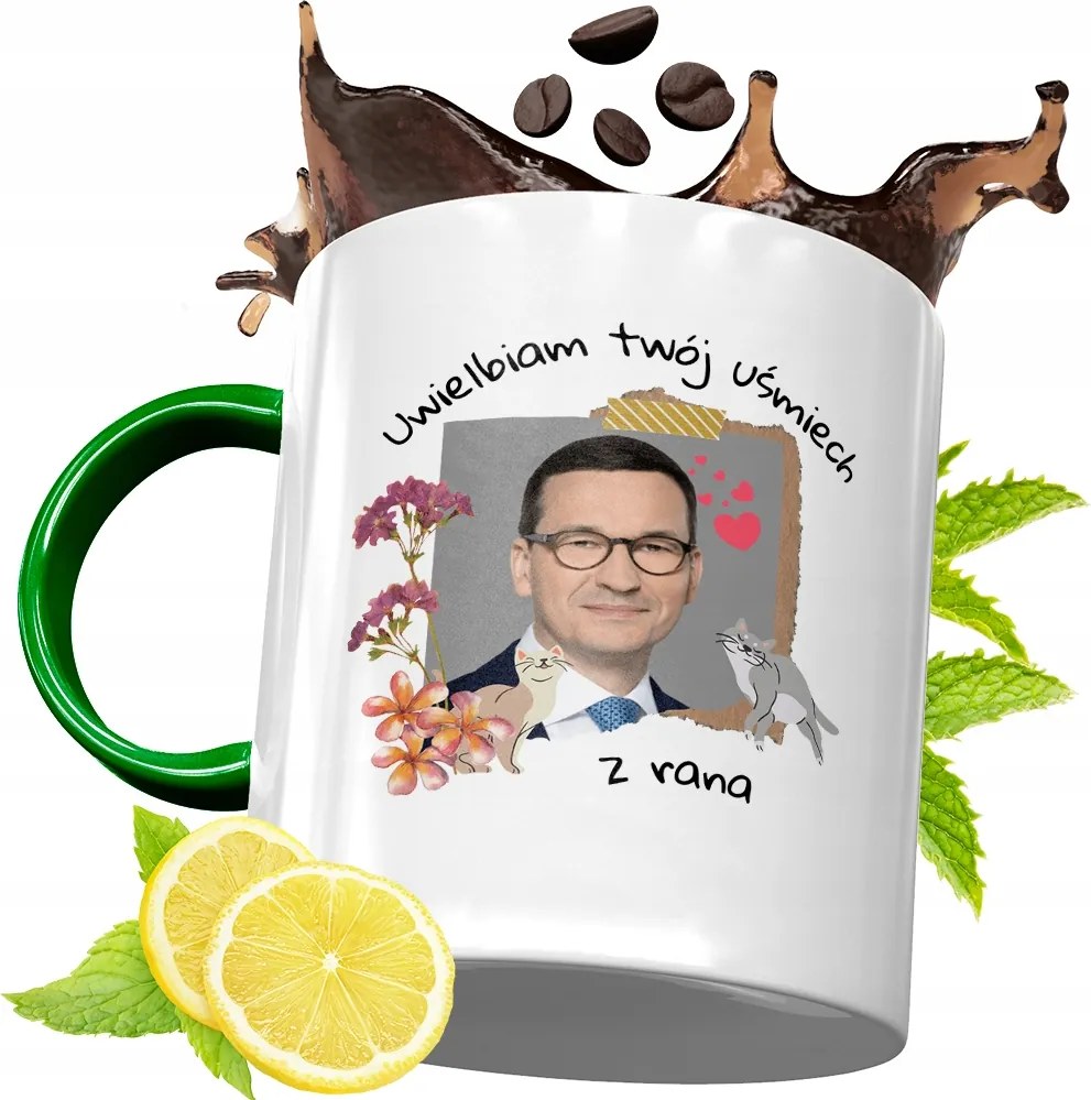 Máté Morawiecki Zöld Bögre Ajándék, fényképes nyomattal