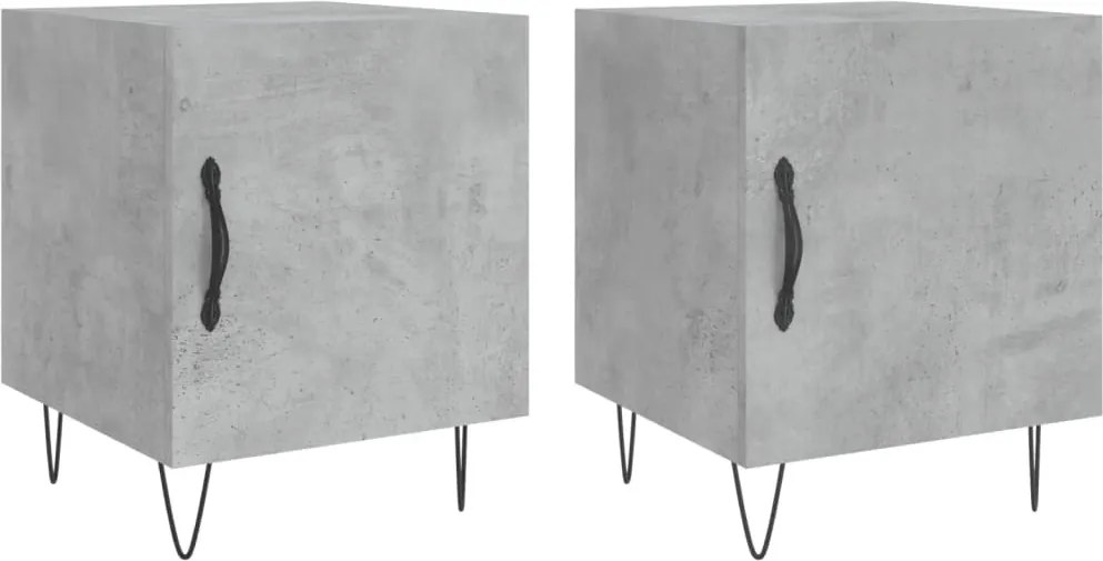 vidaXL 2 db betonszürke szerelt fa éjjeliszekrény 40 x 40 x 50 cm