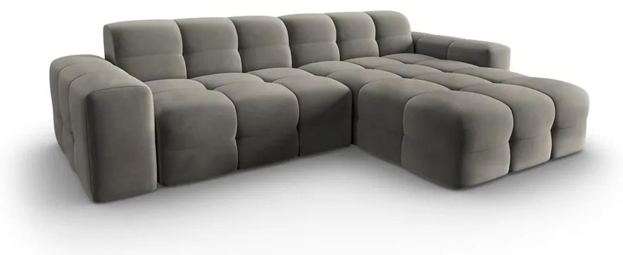 Szürke bársony sarokkanapé (jobb oldali) Kendal – Micadoni Home