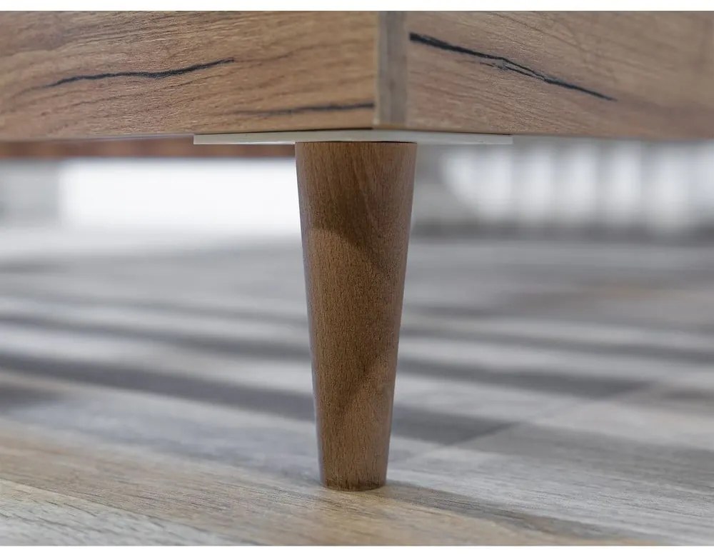 Világosszürke-natúr színű franciaágy ágyráccsal 180x200 cm Oceane – Bobochic Paris