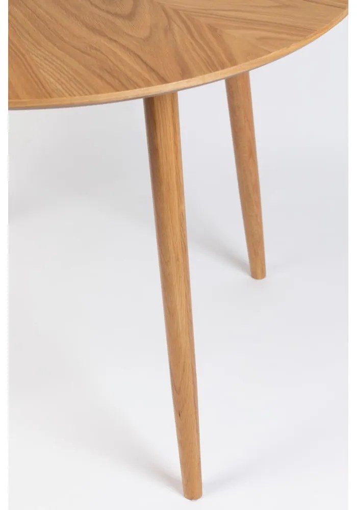 Kerek étkezőasztal tölgyfa dekoros asztallappal ø 120 cm Fabio – White Label