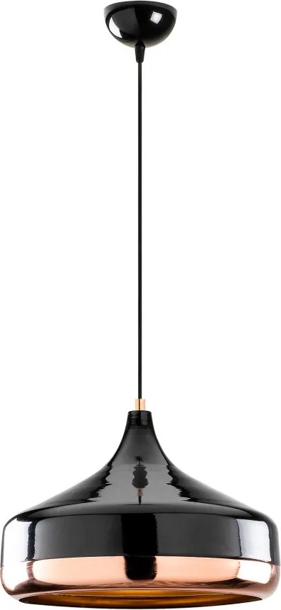 Yıldo 253-S fekete-réz fém függőlámpa, Ø36 cm