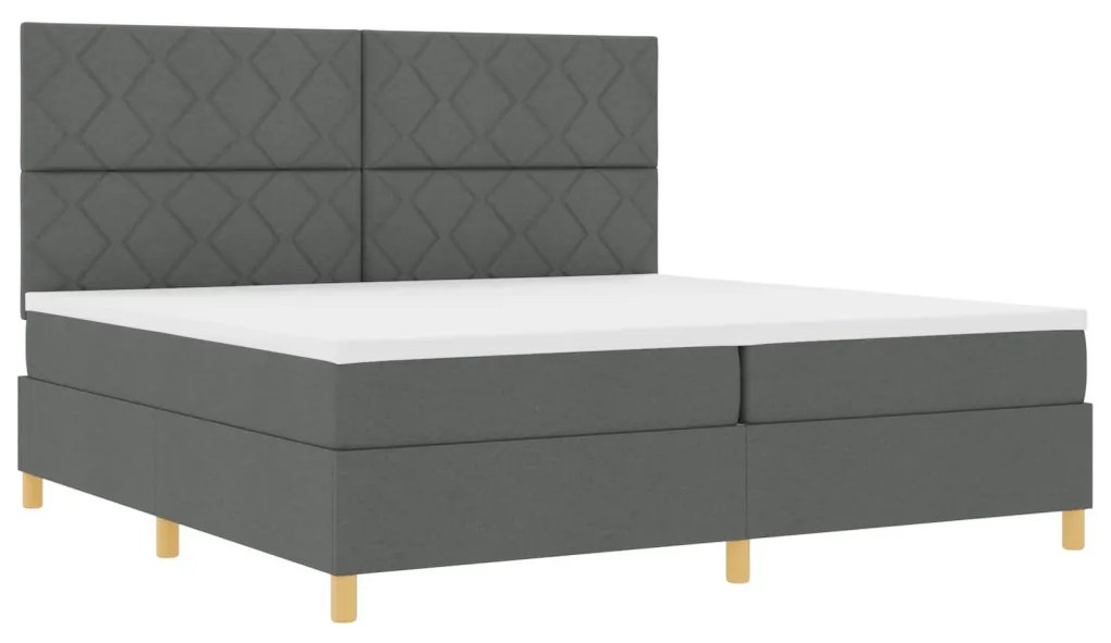 Box Spring Ágy Matrac Sötétszürke 200x200 cm Szövet
