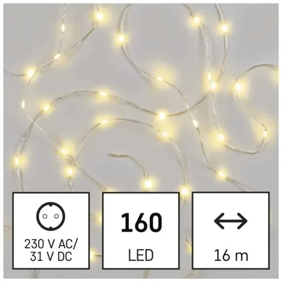 LED kültéri fényfüzér 160xLED/21m IP44 meleg fehér