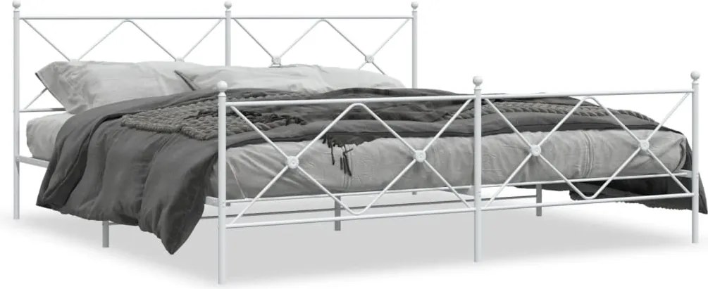 vidaXL fehér fém ágykeret fej- és lábtámlával 200x200 cm