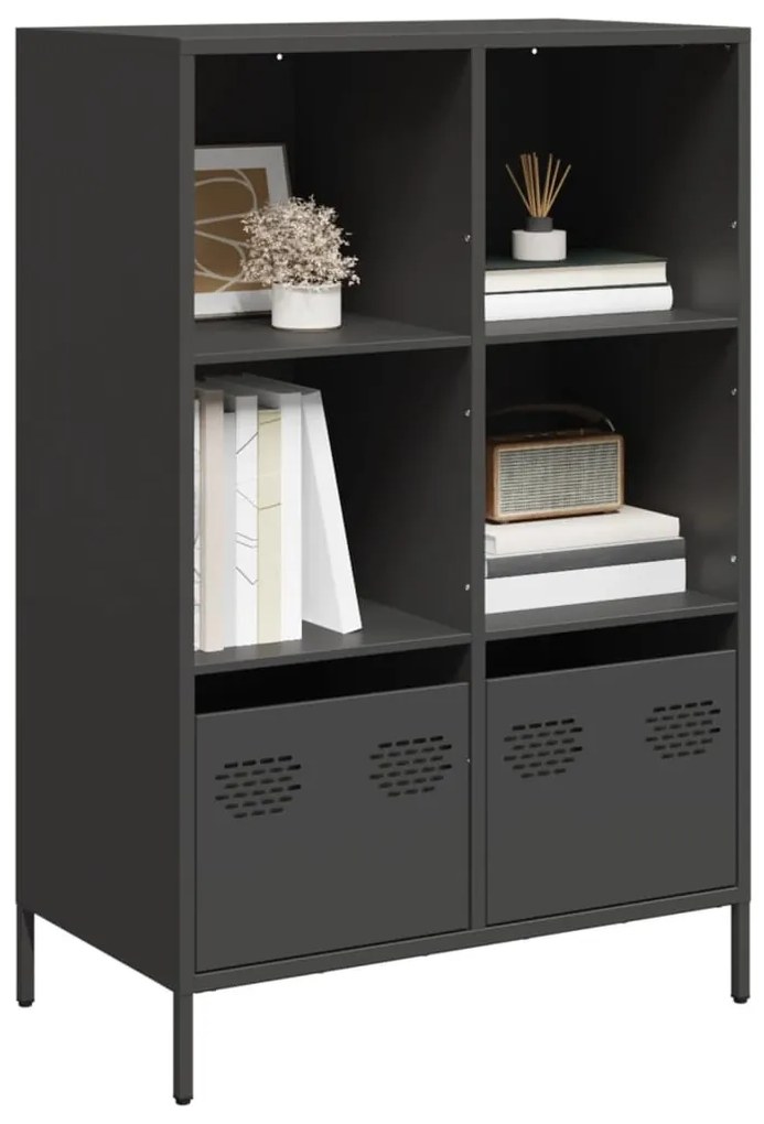 fekete acél magasszekrény 68 x 39 x 103,5 cm