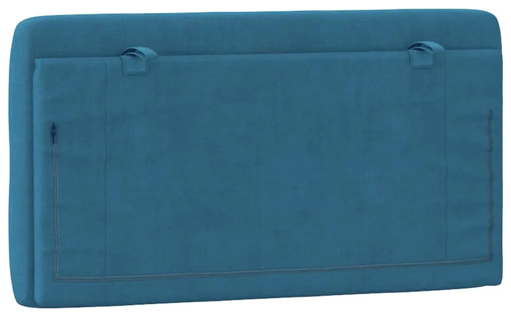 kék bársony fejtámla párna 100 cm