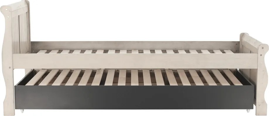 Ágy pótággyal, antik fehér, 90x200, ANTIKO