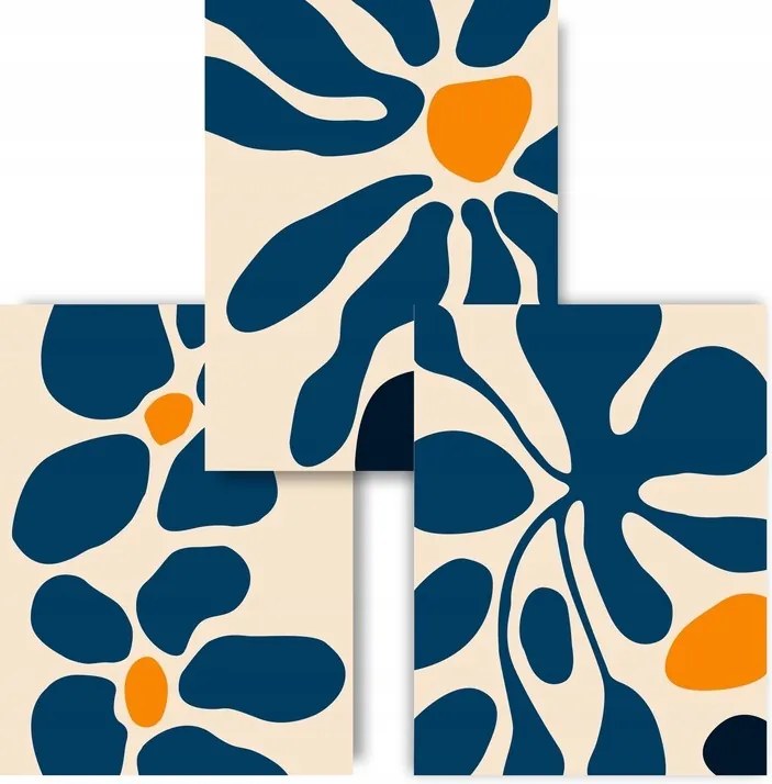 Modern virágok Boho 3 poszter B1 100x70cm sötétkék bézs kép #391