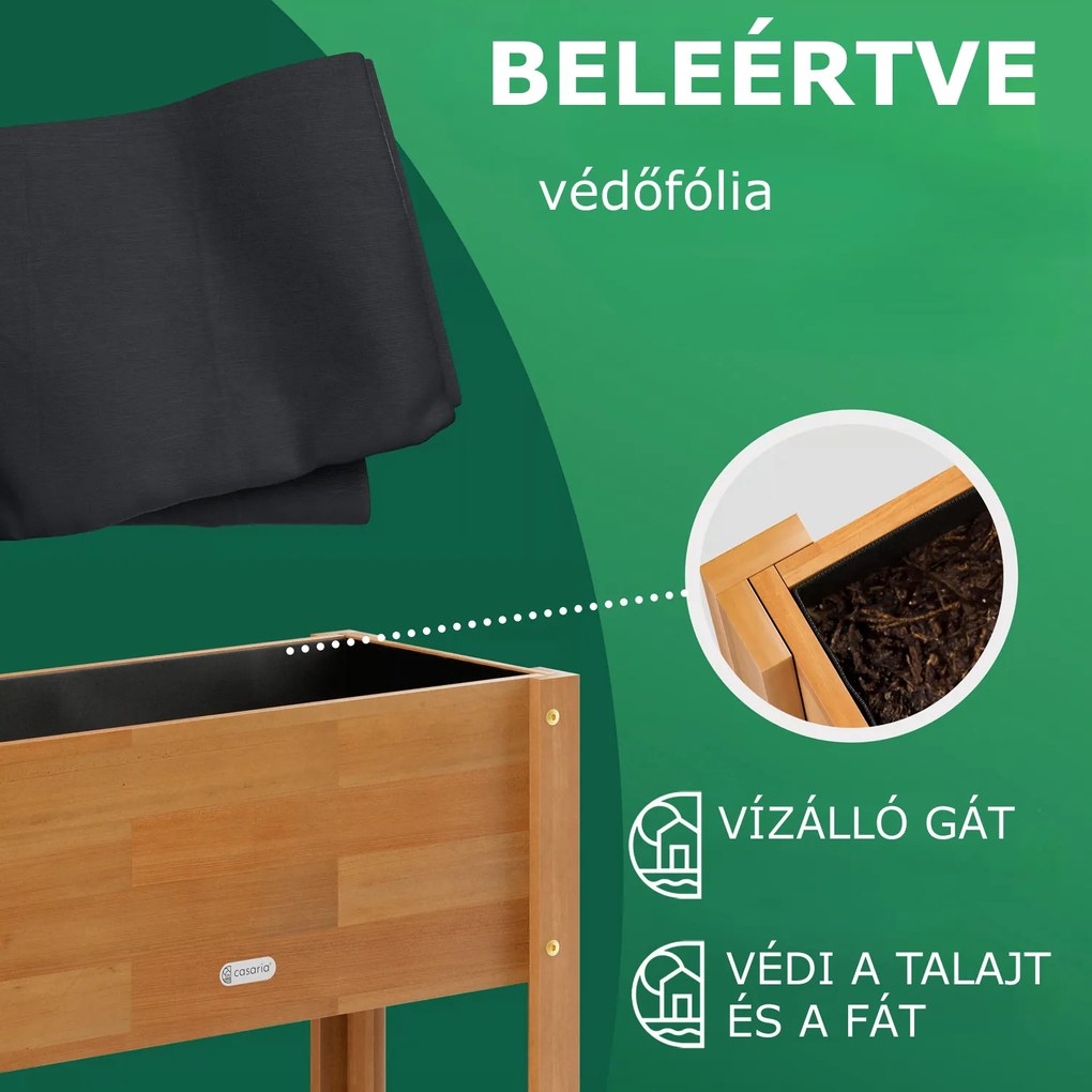 BOTANICA magaságyás akácfából, 68× 30×75cm, természetes barna Casaria