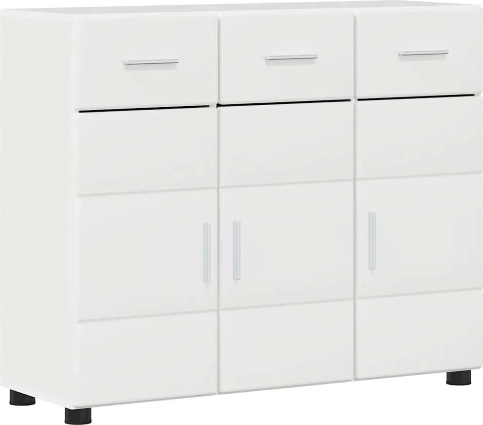 vidaXL Széf FLORIN Magas Fényű Fehér 88,5 x 30,5 x 73 cm Faanyag