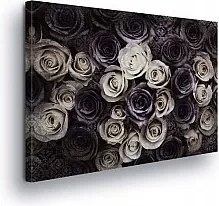 Vászonkép 80x60 Rózsa rügyek sötét világos virágok kontraszt textúra misztikum