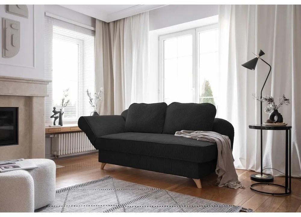 Antracitszürke kordbársony heverő (bal oldali) Chic Charlotte – Miuform