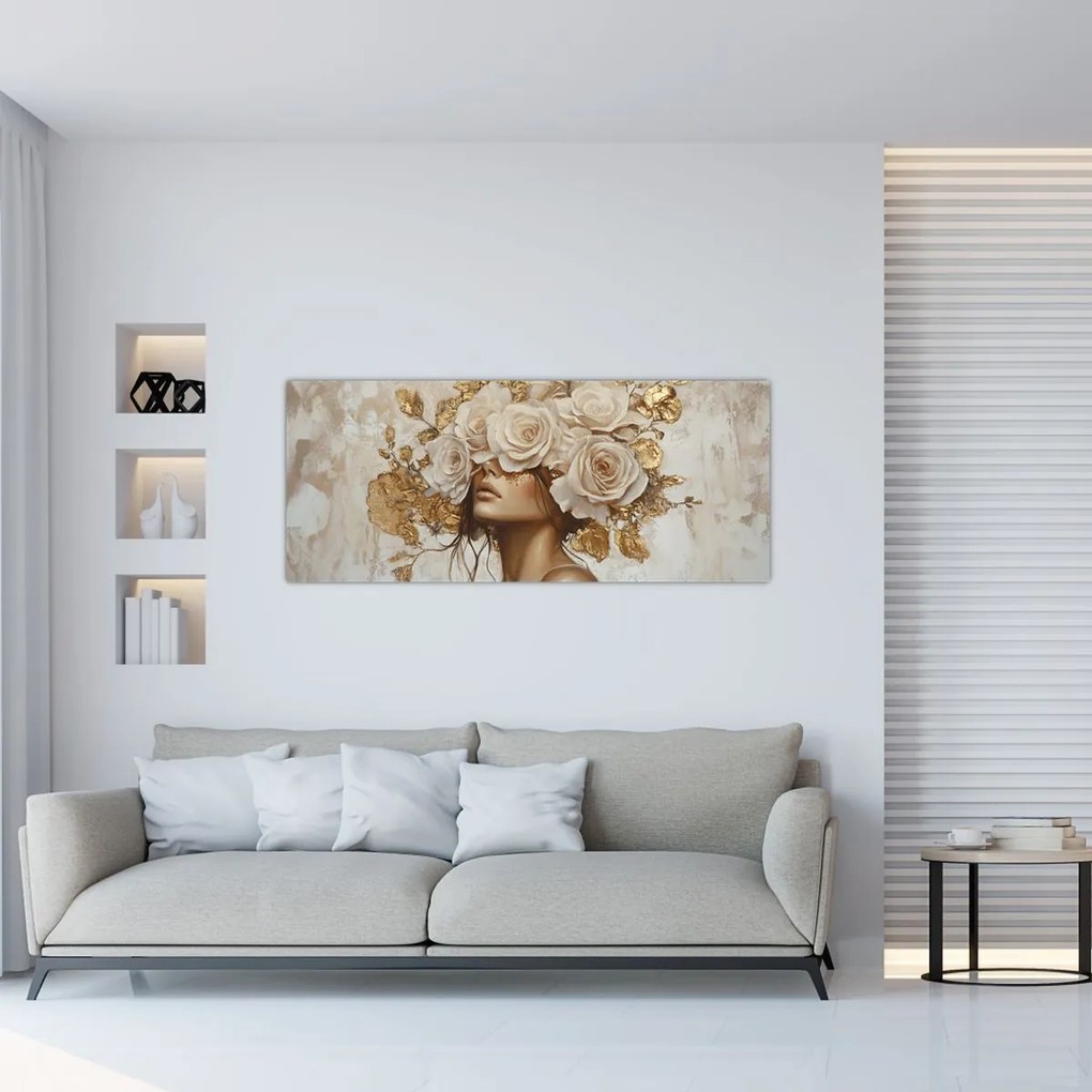 Kép - Lány rózsákkal (120x50 cm)