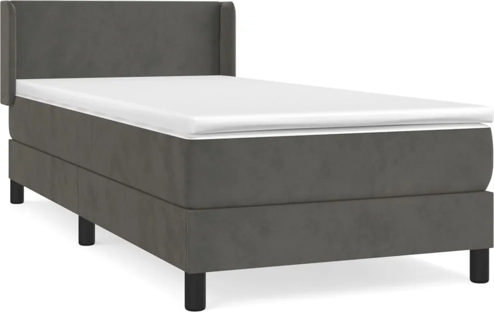 vidaXL sötétszürke bársony rugós ágy matraccal 100 x 200 cm