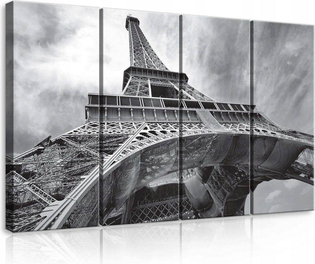 Vászonkép 120x80 Eiffel-torony Párizs Franciaország építészet fekete-fehér város