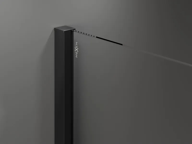 Mexen Velar, nyílásba tolóajtó Walk-In típusú 110 cm, 8 mm átlátszó üveg, fekete matt, 871-110-000-03-70